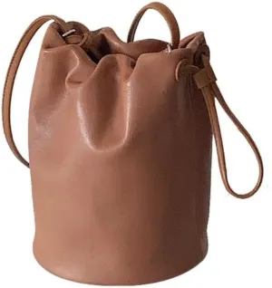 Cylindrical Soft Leather Bucket Bag Handbag Women Drawstring Small Shoulder Armpit Bag Cute Chic Stylish Versatile