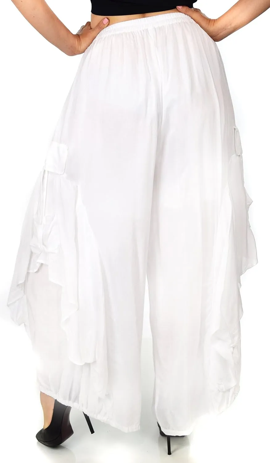 Dare2BStylish Women Loose Fit Elastic Waist Boho Wide Leg Palazzo Pants