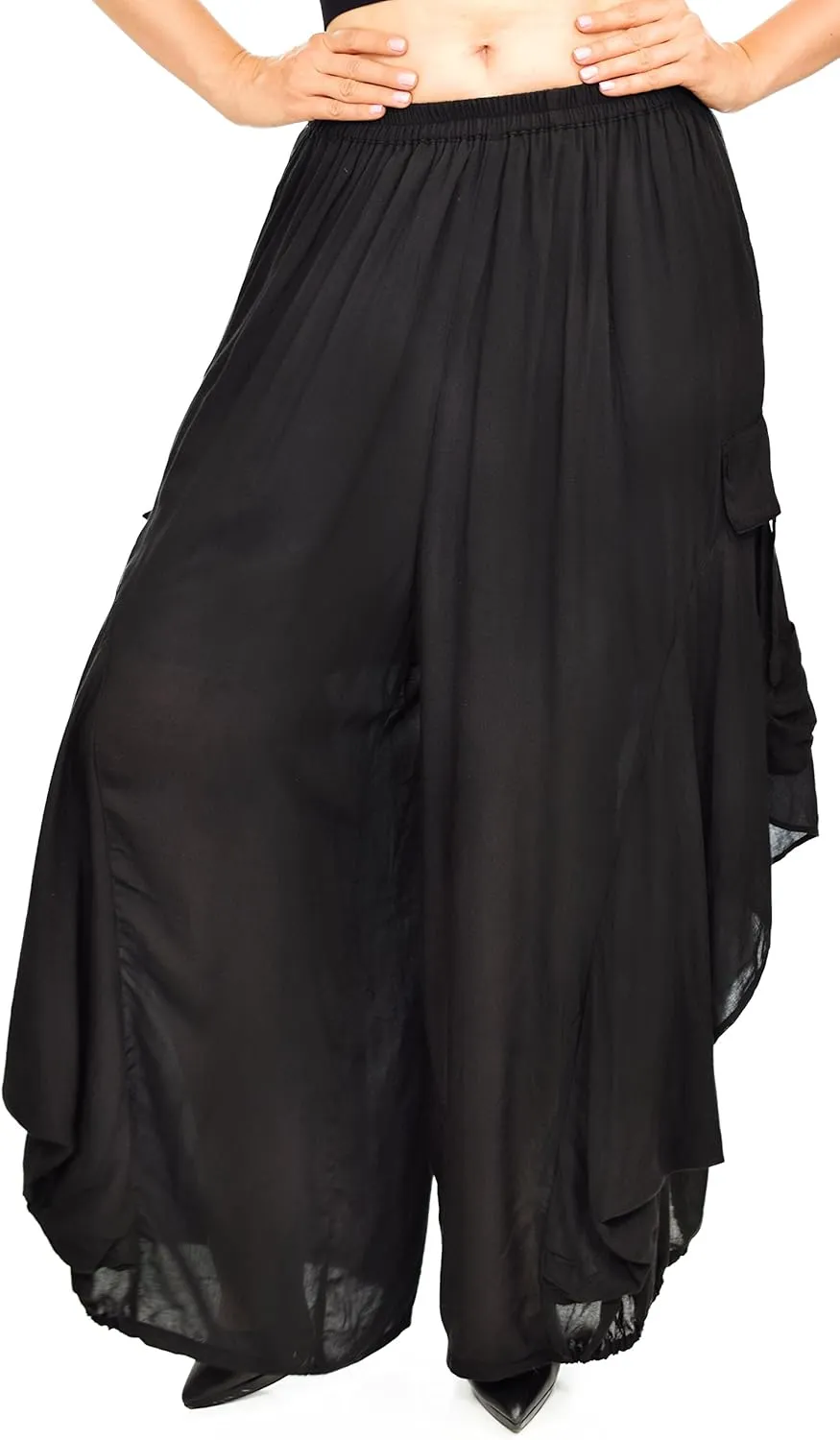 Dare2BStylish Women Loose Fit Elastic Waist Boho Wide Leg Palazzo Pants