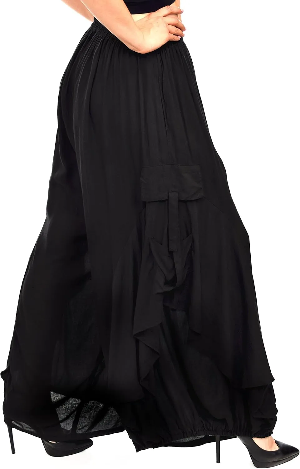 Dare2BStylish Women Loose Fit Elastic Waist Boho Wide Leg Palazzo Pants