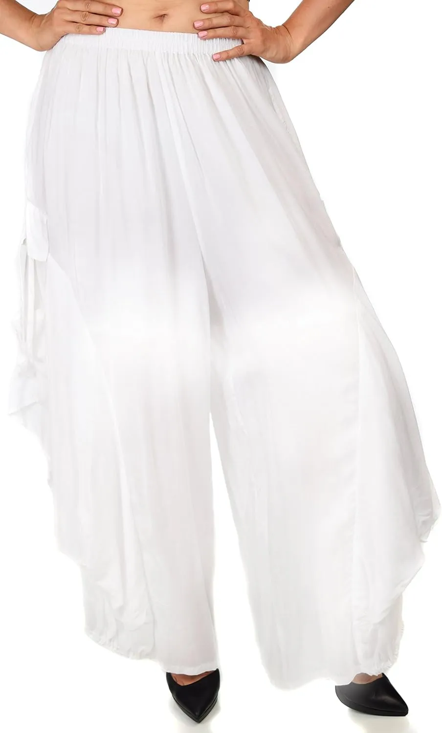 Dare2BStylish Women Loose Fit Elastic Waist Boho Wide Leg Palazzo Pants