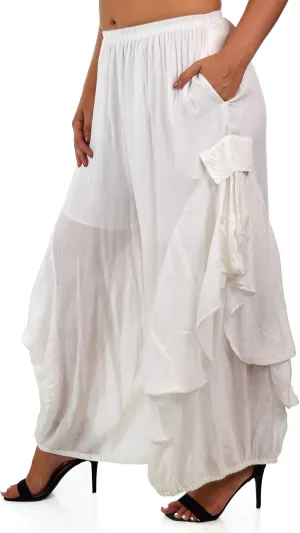 Dare2BStylish Women Loose Fit Elastic Waist Boho Wide Leg Palazzo Pants