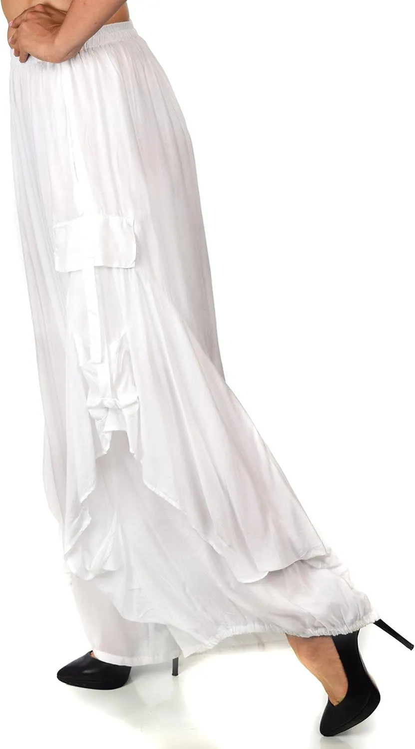 Dare2BStylish Women Loose Fit Elastic Waist Boho Wide Leg Palazzo Pants