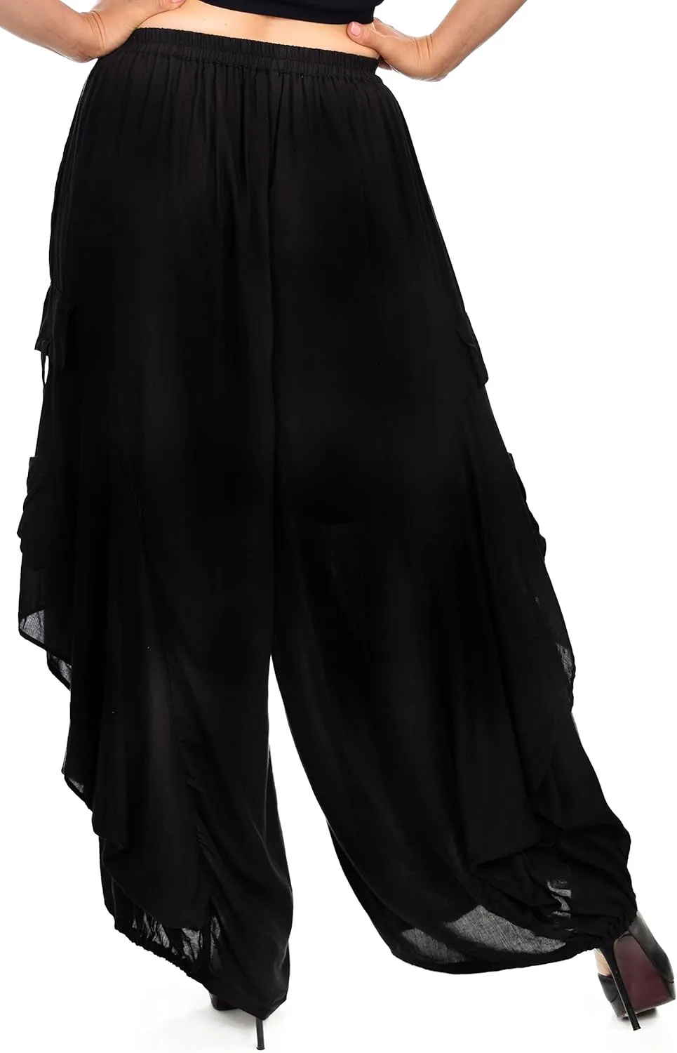 Dare2BStylish Women Loose Fit Elastic Waist Boho Wide Leg Palazzo Pants