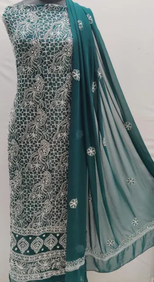 Dark Green Classic Enchanting Chikankari Symphony Suits
