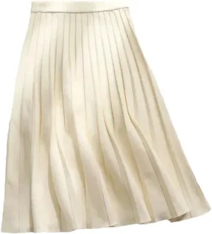 DBFBDTU Women Knitted Midi Skirt A-Line High Waist Pleated Long Skirt