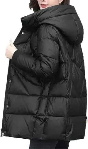 DBFBDTU Women's Parkas Padded Jacket Thick Jacket Hooded Cotton Coat Mid-Length Jackets