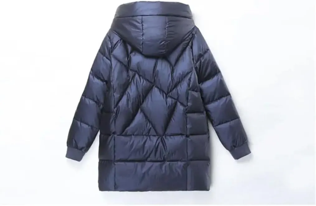 DBFBDTU Women's Parkas Padded Jacket Thick Jacket Hooded Cotton Coat Mid-Length Jackets