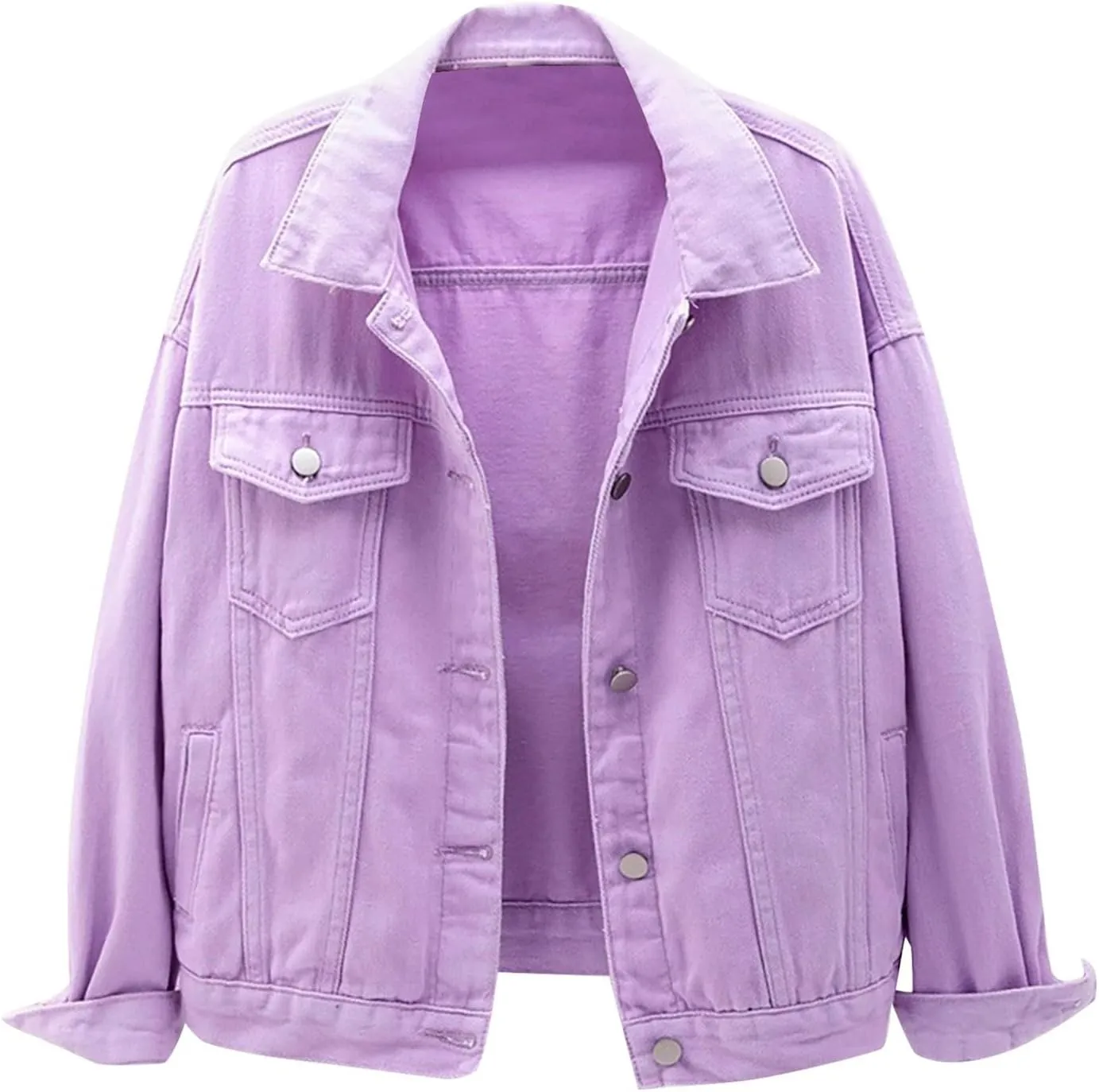 Denim Jackets for Women Oversized Lapel Collar Retro Cowgirl Jean Jackets Trendy Relax Fit Cropped Coats With Pockets