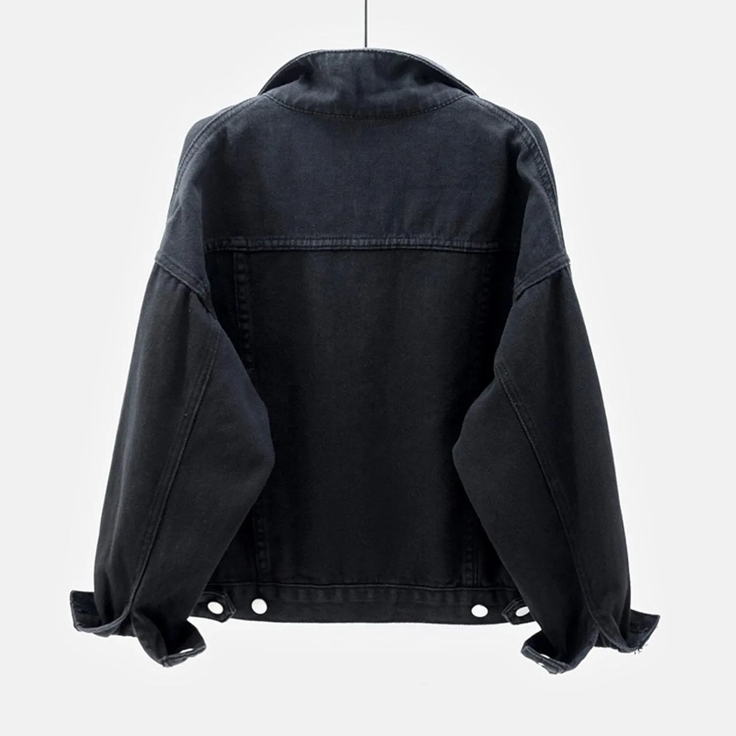 Denim Jackets for Women Oversized Lapel Collar Retro Cowgirl Jean Jackets Trendy Relax Fit Cropped Coats With Pockets