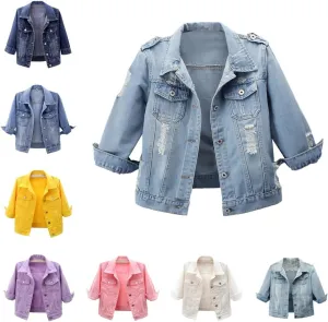 Denim Jackets for Women Trendy Basic Lapel Button Down Cropped Denim Jacket Trucker Coat Light Wash Short Jean Jacket