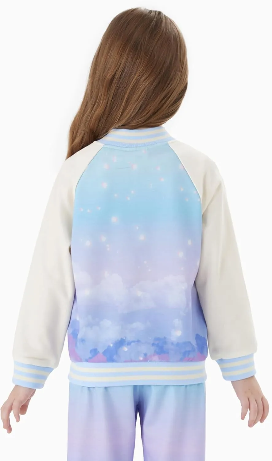 Disney Frozen Elsa Princess Moana Ariel Rapunzel Toddler Girl Varsity Bomber Jacket Lightweight Zip-up Sweatshirt 2-6T