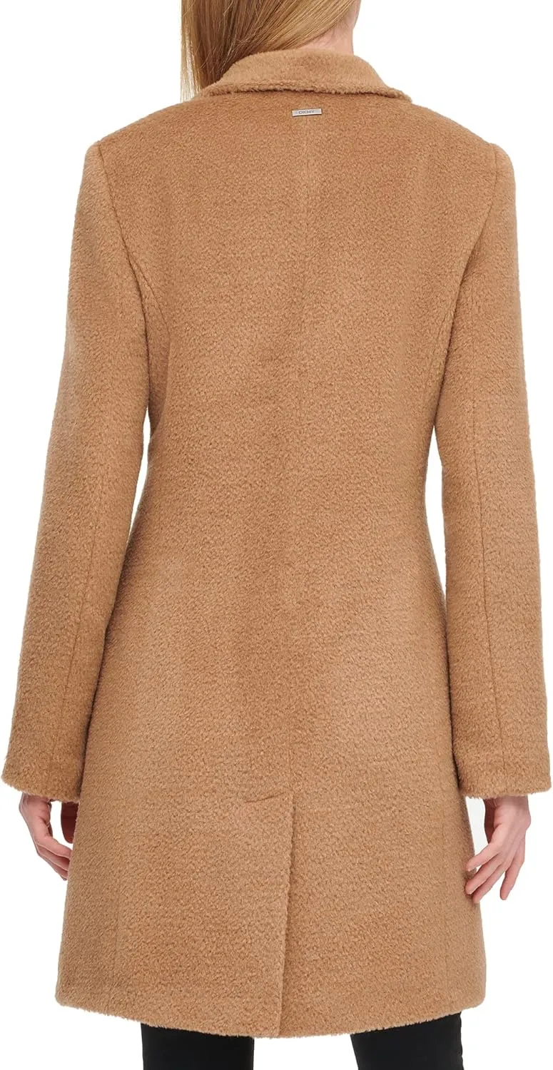 DKNY Womens Single Breasted Walker Wool Coat
