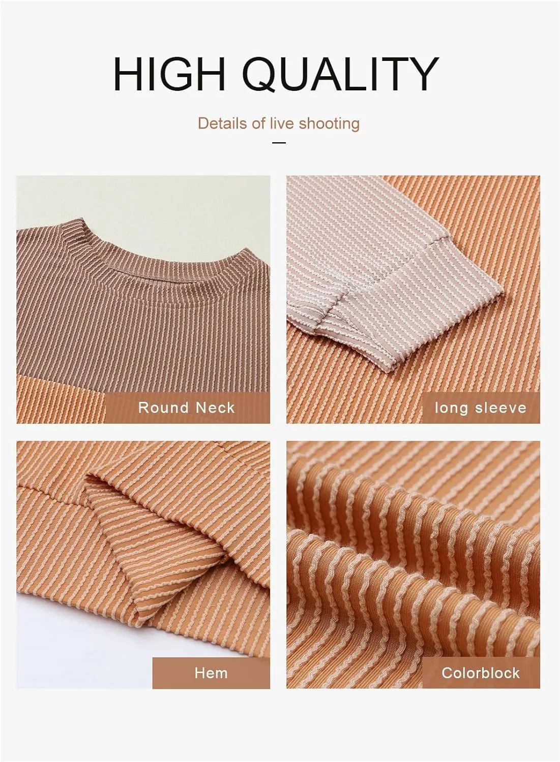 Dokotoo Womens Fashion 2025 Color Block Long Sleeve Crewneck Knitted Casual Loose Pullover Shirts Tops