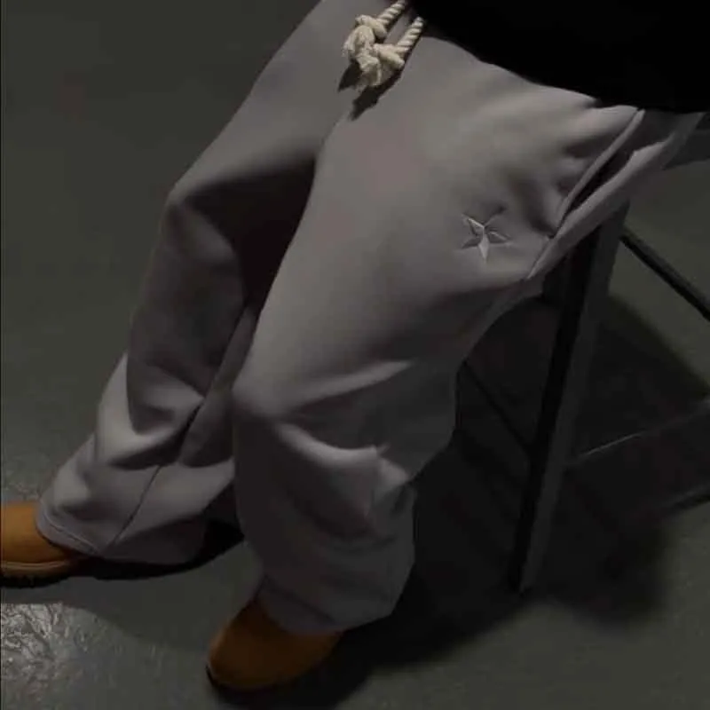 Double Waisted Sweatpants Men Y2k Baggy Sweatpants Drawstring Wide Leg Gym Workout Pants Loose Vintage Grunge Pants
