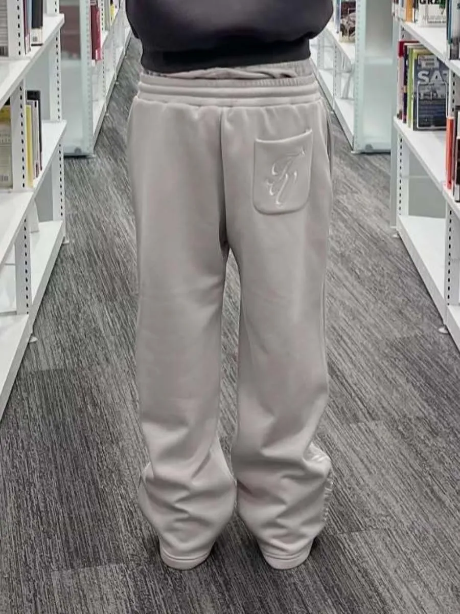Double Waisted Sweatpants Men Y2k Wide Leg Baggy Sweatpants Loose Star Embroidery Hip Hop Pants Drawstring Gym Joggers