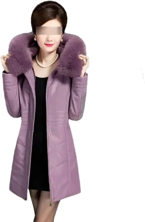 Down Cotton Coat Womens Long Winter Jacket PU Leather Puffer Parkas Thicken Warm Padded Coat Mother Outwear