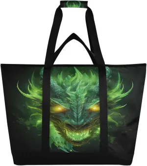 Dragon Tote Bag for Women with Zipper Reusable Grocery Bags Foldable Insulated Cooler Bag Totes Shopping Bags Handbags for Groceries Beach Travel Work Picnic