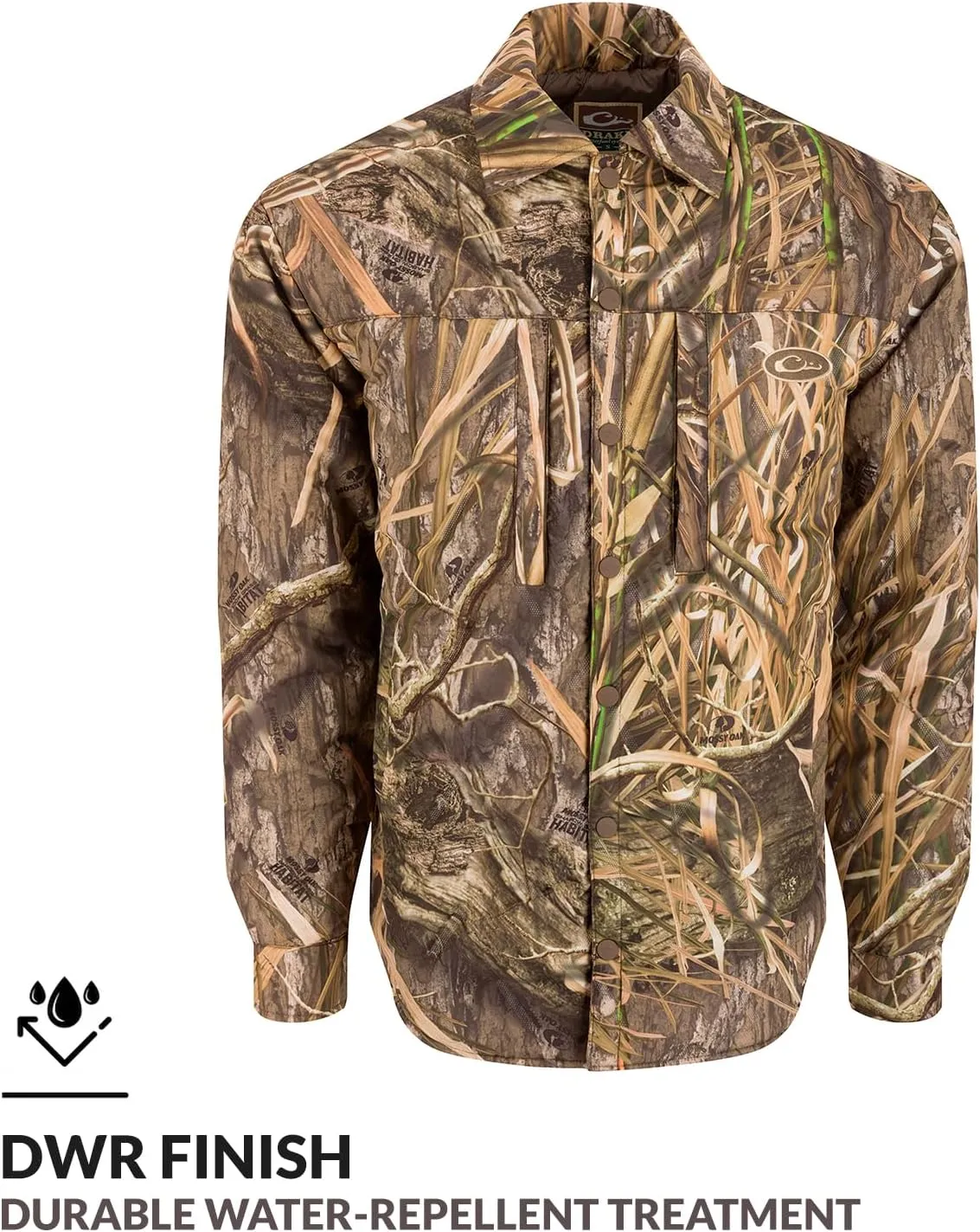 DRAKE Men's LST Double Down Jac-Shirt Insulated Water-Repellent Resistant Quilted Button-Down Outdoor Hunting Hiking Jacket