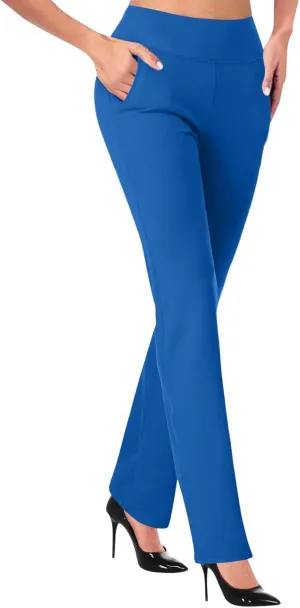 Dress Pants for Women Wide Leg Flare Work Pants High Waisted Stretch Trousers with Pockets Business Casual Slacks