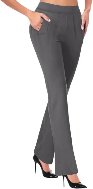 Dress Pants Women Business Casual Work Pants High Waisted Flare Formal Pants Dressy Office Trousers Pants with Pockets