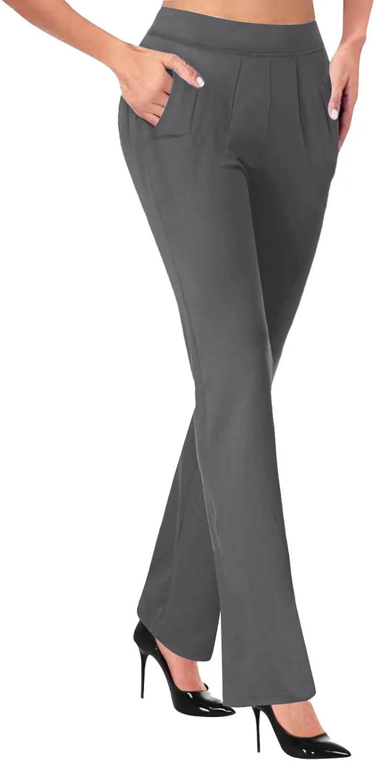 Dress Pants Women Business Casual Work Pants High Waisted Flare Formal Pants Dressy Office Trousers Pants with Pockets