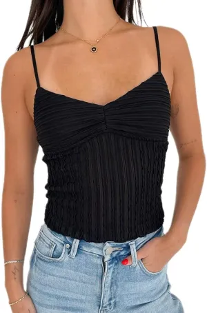 DSORVICD Women Y2k V Neck Cami Top Fairy Sleeveless Tank Top Cute Ruffle Babydoll Top Summer Going Out Camisole E-girls Top
