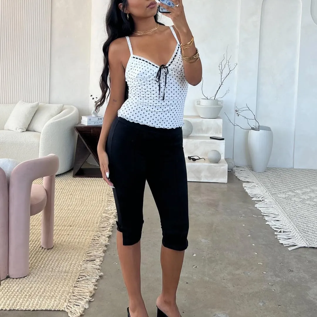 DSORVICD Women Y2k V Neck Cami Top Fairy Sleeveless Tank Top Cute Ruffle Babydoll Top Summer Going Out Camisole E-girls Top