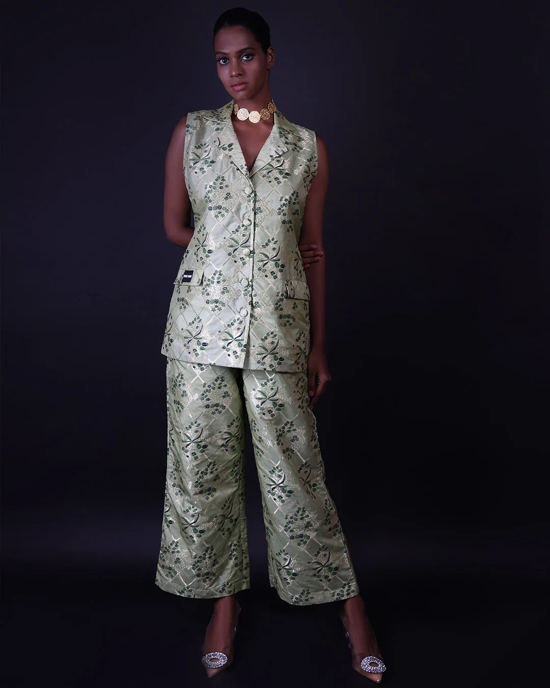 Dune Silk Pant Suit In Green RTS