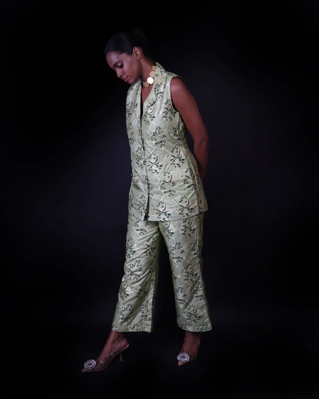 Dune Silk Pant Suit In Green RTS