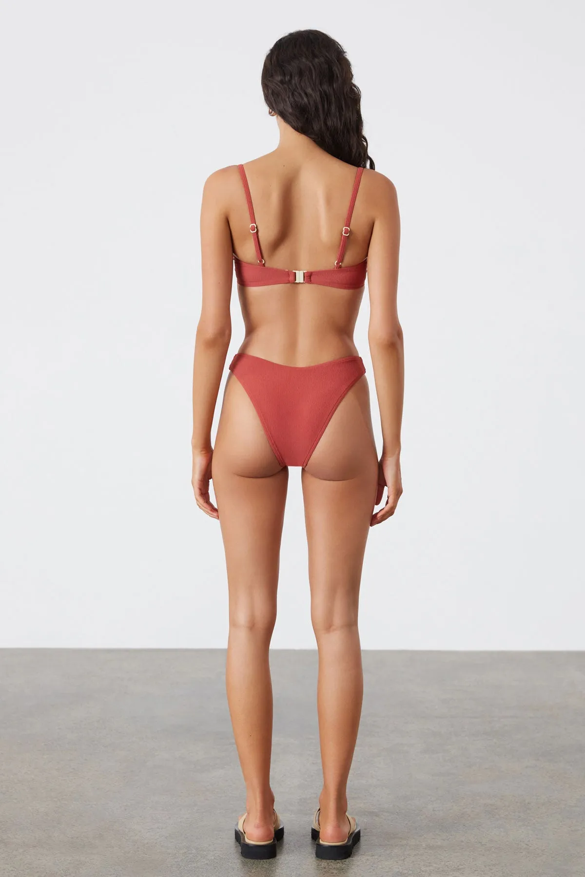 Earth Red Textured Balconette Bra Cup