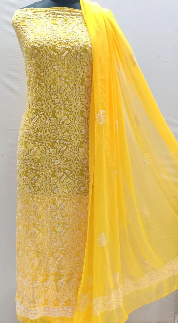 Elegant Yellow Enchanting Chikankari Symphony Suits