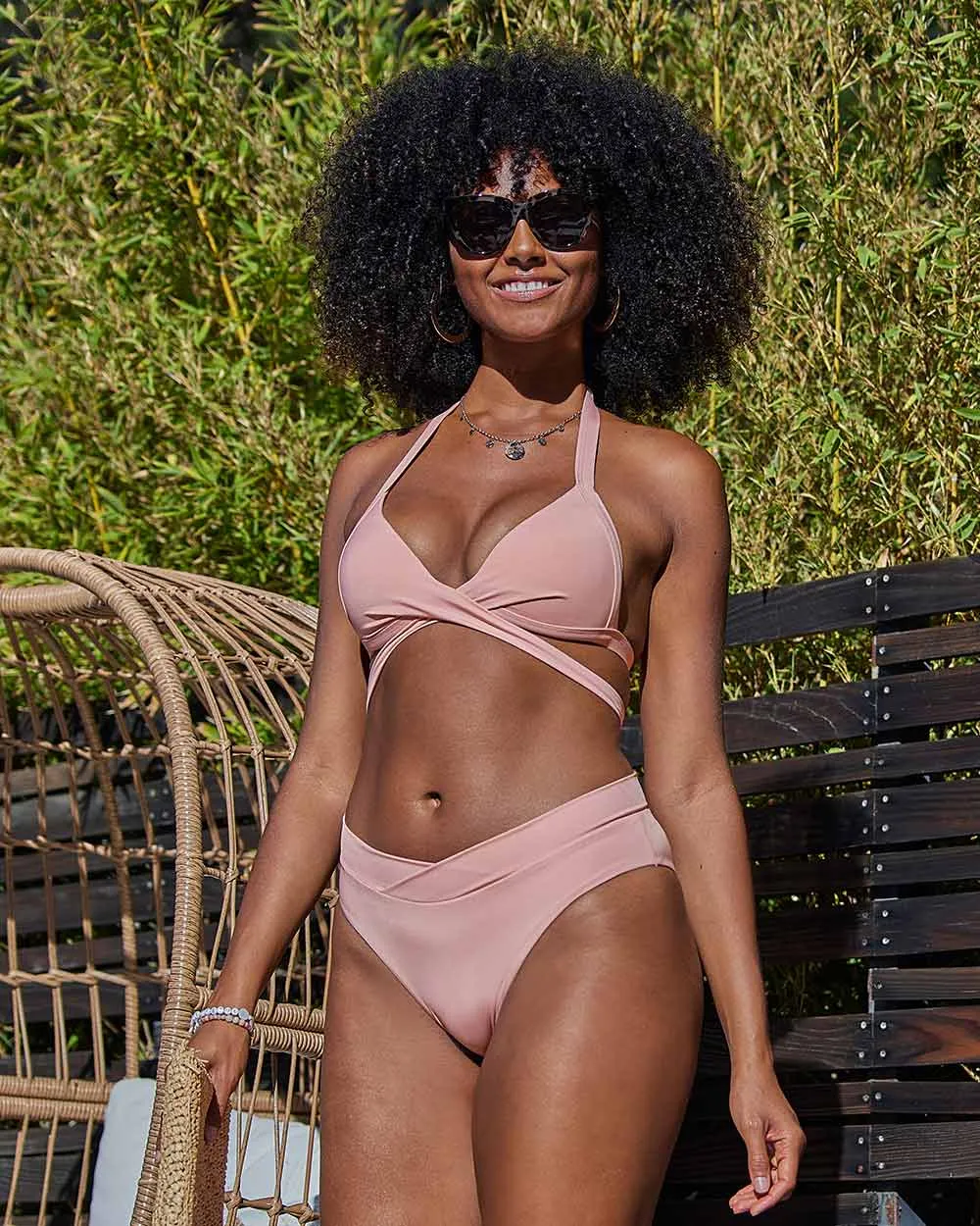 Envy Push Up® Padded Cross Halter Top and V High Leg Bottom