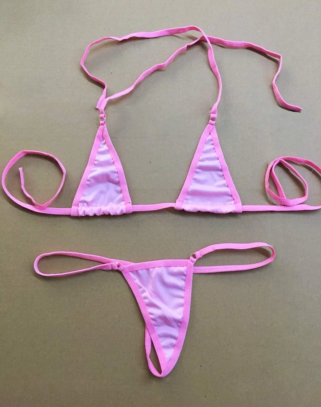 EVAbaby Women Micro G-String Bikini 2 Piece Swimsuit Sheer Extreme Mini Thong Set Bathing Suit Swimwear