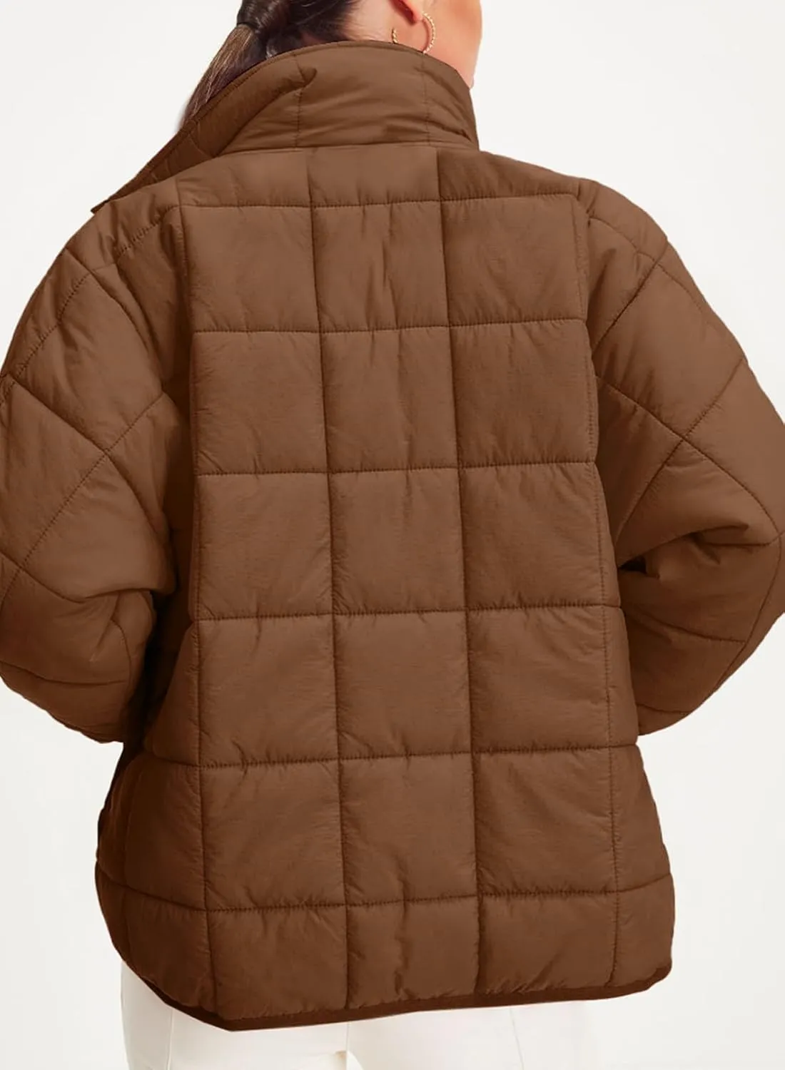 EVALESS Womens Quilted Puffer Jackets Lightweight Long Sleeve Zip Up Winter Coats Fashion 2024 Fall Outfits With Pockets