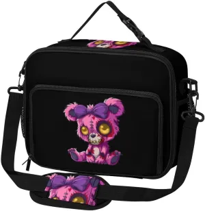 Evil Teddy Bear Large Insulated Lunch Bag Reusable Lunch Cooler Bags Tote for Work Picnic Outdoor
