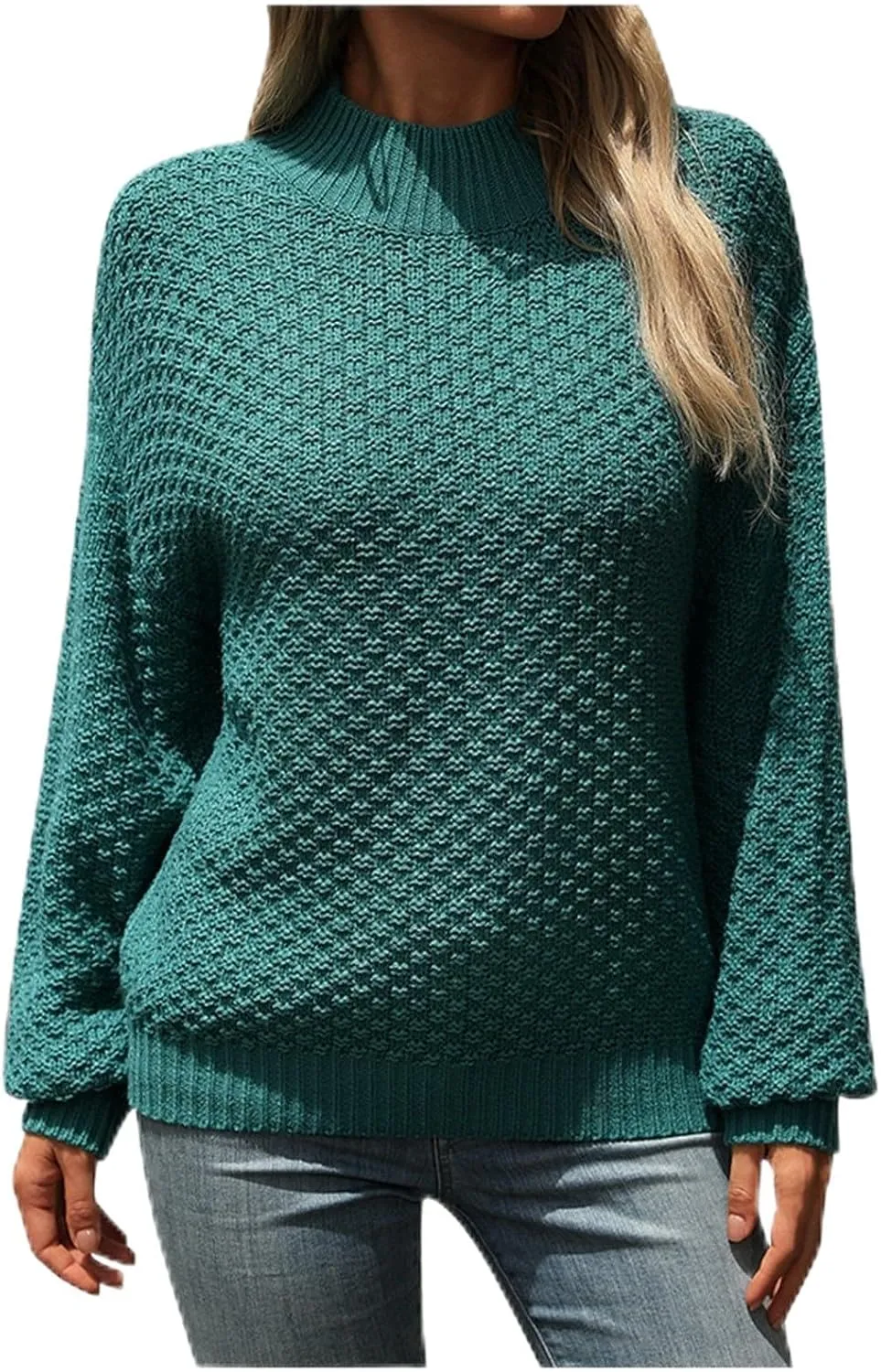 Fall Sweaters for Women Chunky Knit Turtleneck Solid Color Long Sleeve Casual Lightweight Soft Sweaters Tops