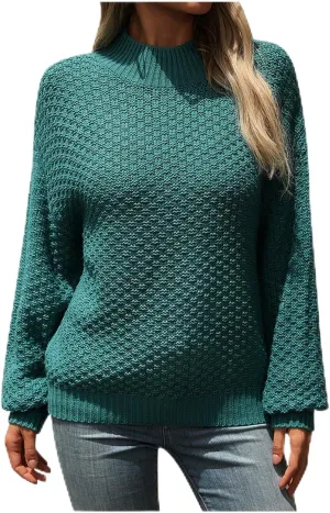 Fall Sweaters for Women Chunky Knit Turtleneck Solid Color Long Sleeve Casual Lightweight Soft Sweaters Tops