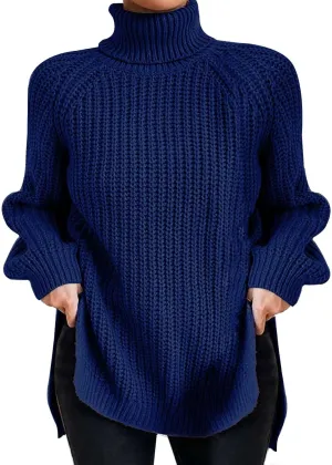 Fall Sweaters for Women Trendy Chunky Knit Turtleneck Pullover Long Sleeve Shirt Loose Plus Size Tops