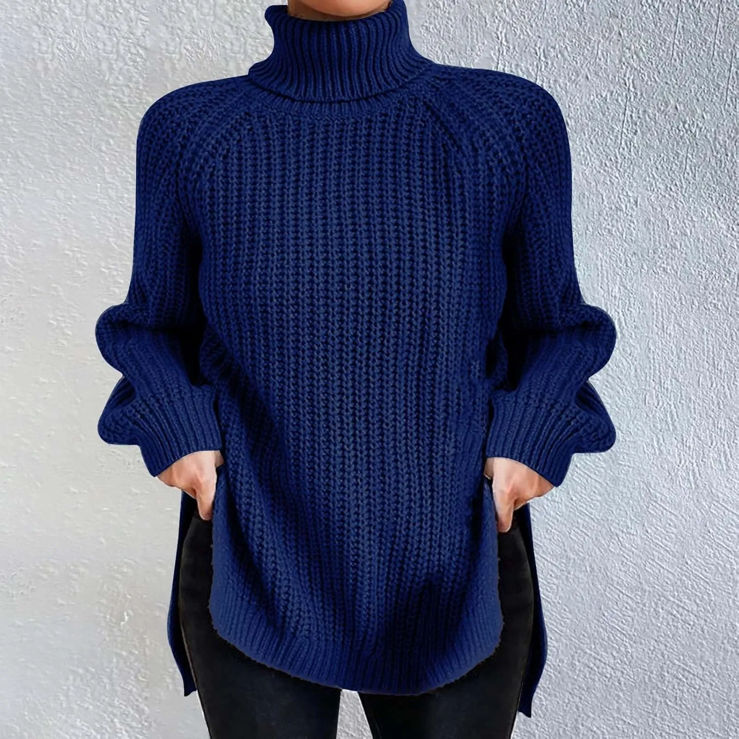 Fall Sweaters for Women Trendy Chunky Knit Turtleneck Pullover Long Sleeve Shirt Loose Plus Size Tops
