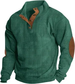 Fall Winter Crewneck Sweatshirt Button Up Henley Shirts for Men Long Sleeve Casual Pullovers Sweaters Tops