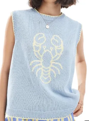 Faretumiya Women Sleeveless Sweater American Flag Knit Tank Top Crew Neck Graphic Print Pullover Knitwear Going Out Knit Vest