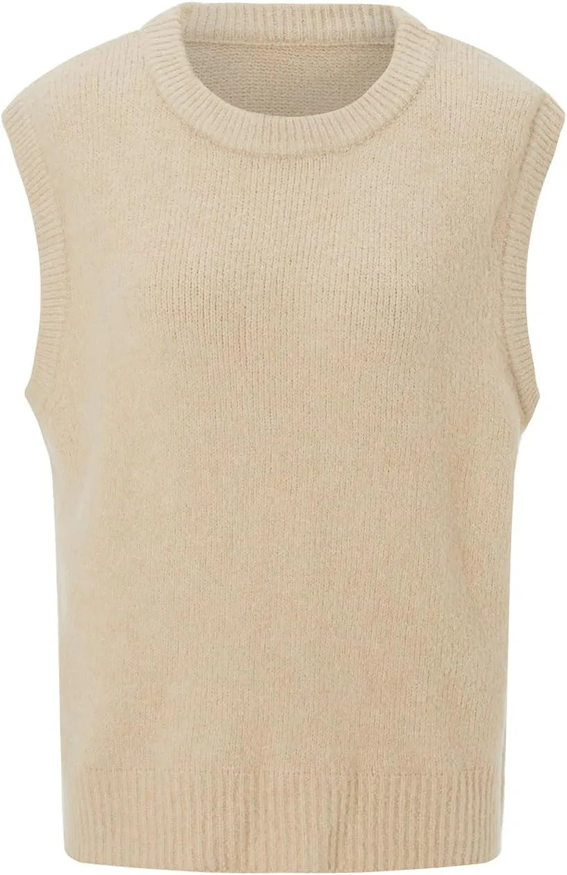 Faretumiya Women Sleeveless Sweater American Flag Knit Tank Top Crew Neck Graphic Print Pullover Knitwear Going Out Knit Vest