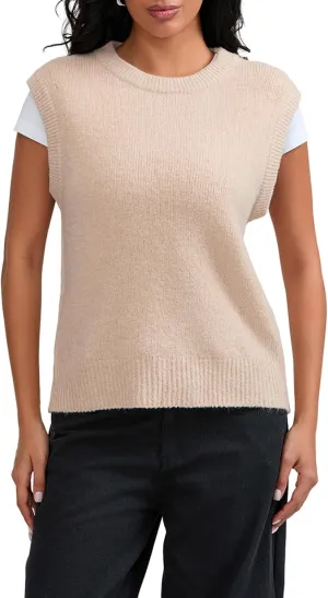 Faretumiya Women Sleeveless Sweater American Flag Knit Tank Top Crew Neck Graphic Print Pullover Knitwear Going Out Knit Vest