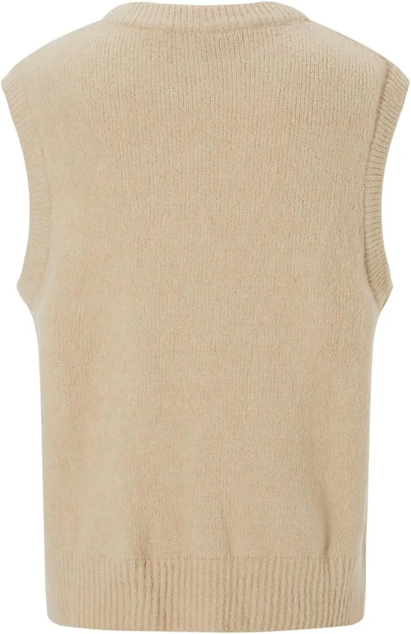 Faretumiya Women Sleeveless Sweater American Flag Knit Tank Top Crew Neck Graphic Print Pullover Knitwear Going Out Knit Vest