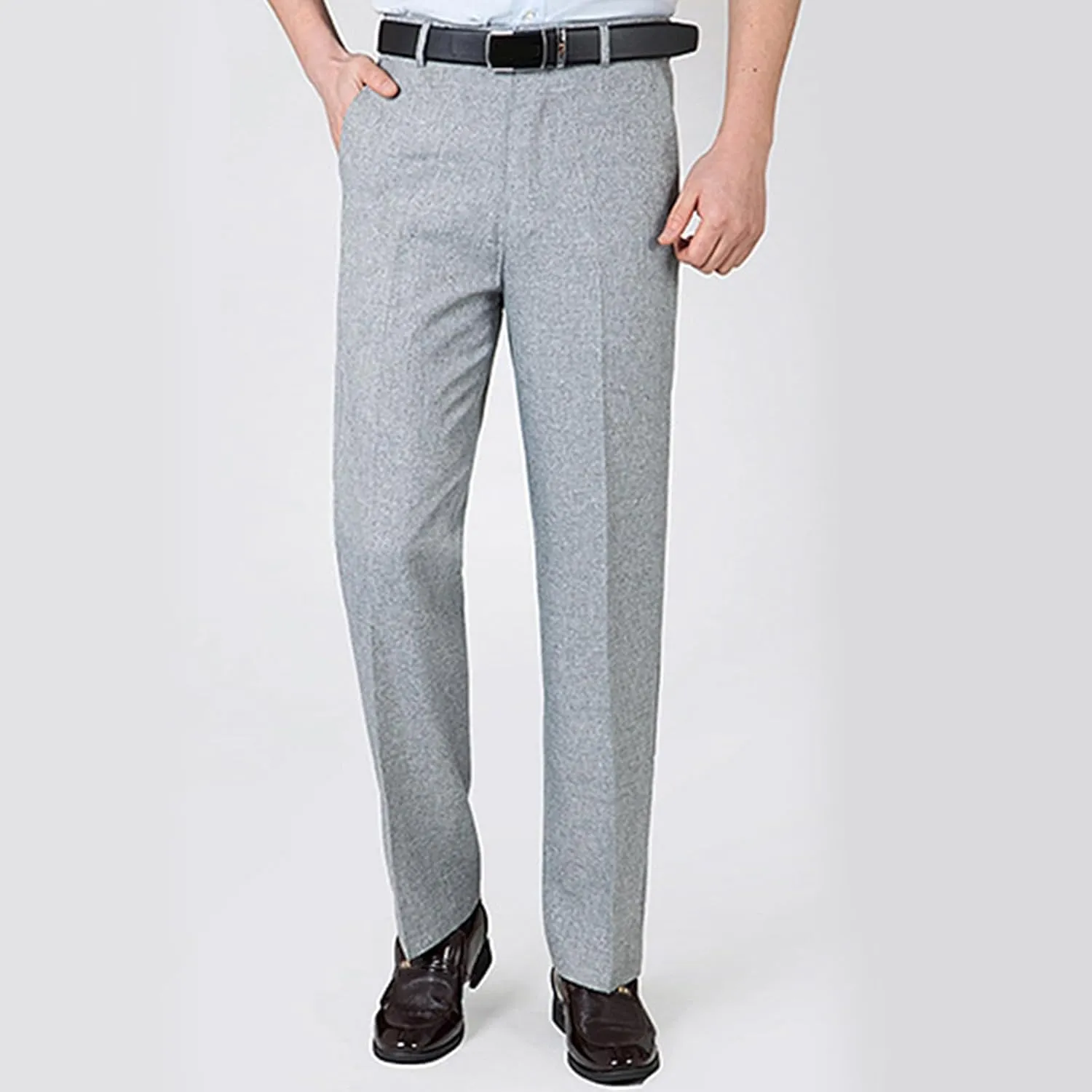 Finelylove Men's Linen Dress Pants Pleated Front Vintage Dress Pants Flex Twill Chino Pants Regular Fit Straight Leg