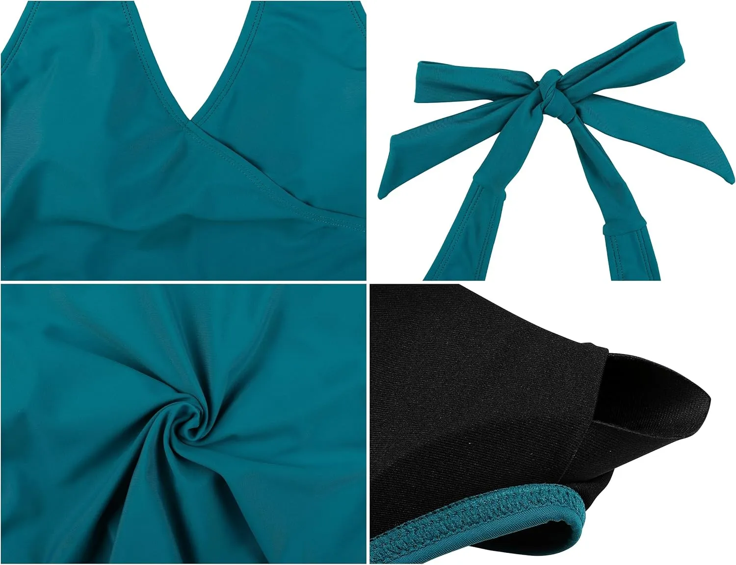 Firpearl Underwire One Piece Swimdress for Women Halter V Neck Wrap Swimsuit Flowy Tummy Control Skirt Bathing Suit