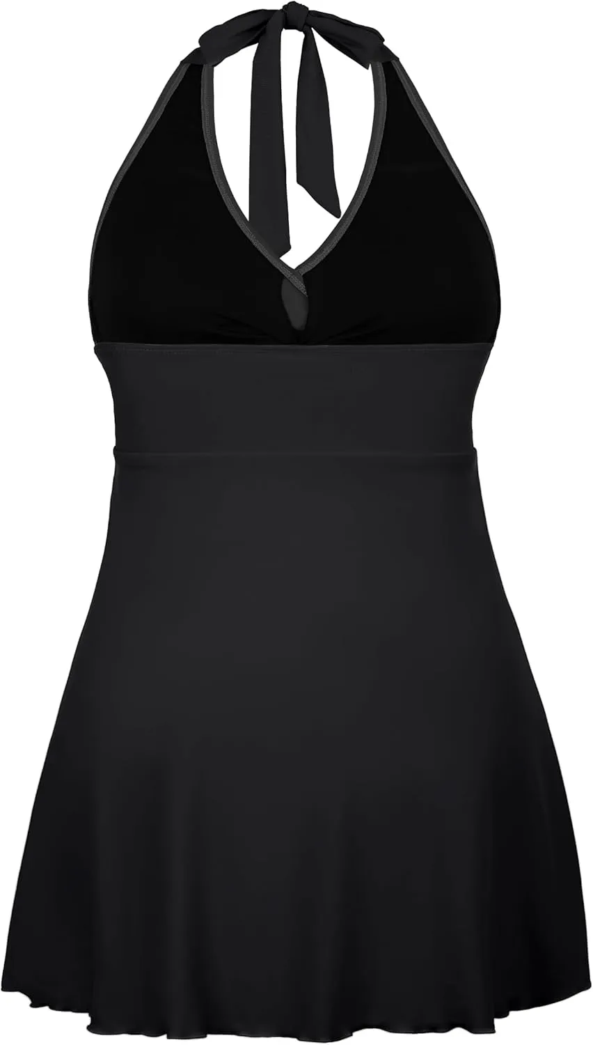 Firpearl Underwire One Piece Swimdress for Women Halter V Neck Wrap Swimsuit Flowy Tummy Control Skirt Bathing Suit