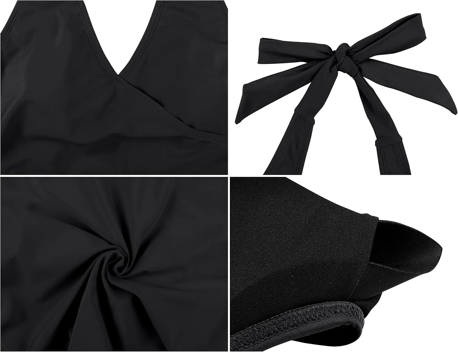 Firpearl Underwire One Piece Swimdress for Women Halter V Neck Wrap Swimsuit Flowy Tummy Control Skirt Bathing Suit