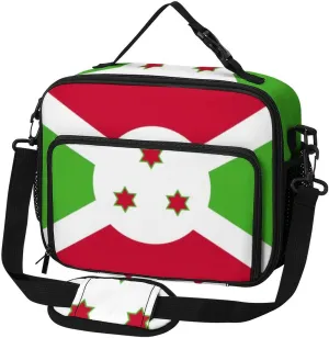 Flag of Burundi Large Insulated Lunch Bag Reusable Lunch Cooler Bags Tote for Work Picnic Outdoor